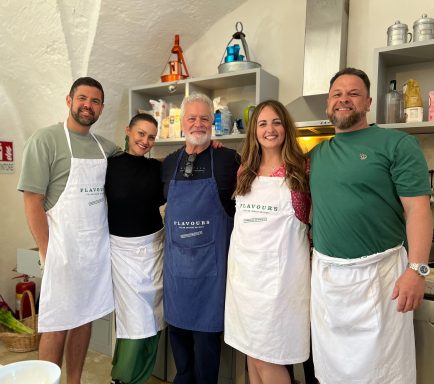 Matt Pannell and Rebecca Haworth founders of Little Tiger Consultancy at a Cooking retreat in Puglia Italy