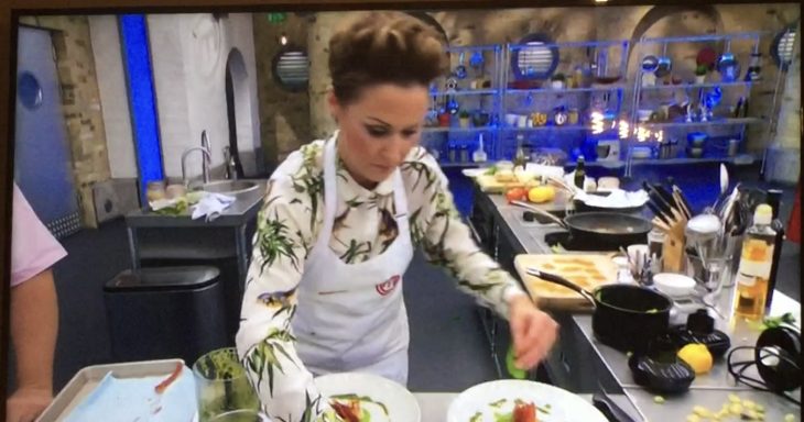 Rebecca Haworth in the MasterChef kitchen competing for her title of Quarter Finalist 